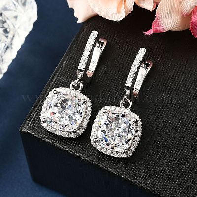 925 серьги-кольца из стерлингового серебра с микропаве из кубических цирконий EJEW-F371-01A-01-1