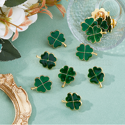 12 шт. брошь в виде трилистника из сплава и эмали ко дню Святого Патрика JEWB-FH0001-64B-1