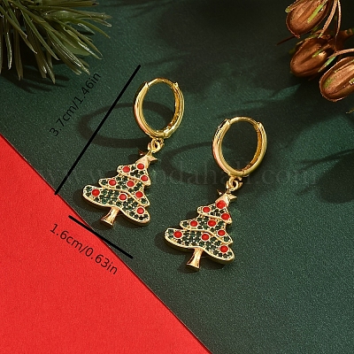 Серьги-кольца в виде елки из латуни PF9956-1