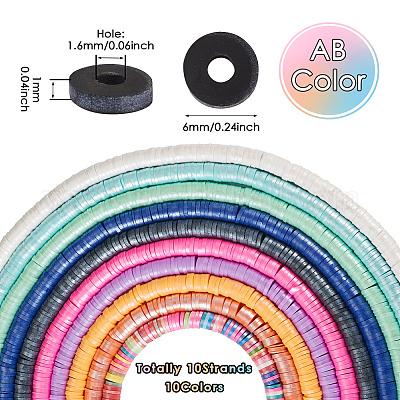 10 нитка 10 цвета бусины из полимерной глины ручной работы CLAY-TA0001-20-1