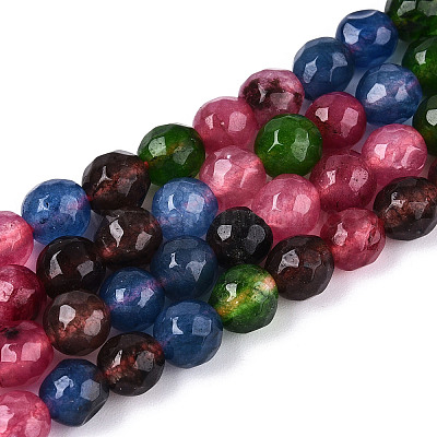 Окрашенные природные белый нефрит бисер пряди G-T139-6mm-60-01-1