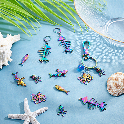 20шт 5 стиля подвески из сплава цвета радуги PALLOY-PH0002-04-1