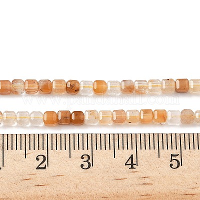 Нити бусин из натурального желтого кроличьего меха с рутиловым кварцем G-L622-A01-3x3mm-1