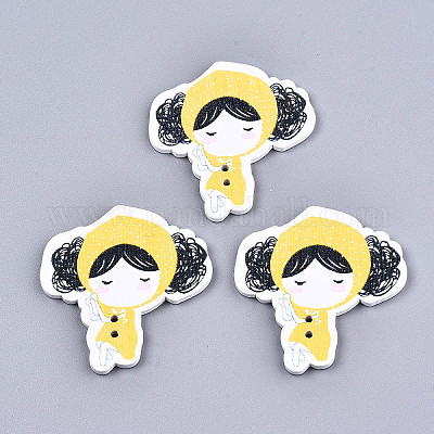 Набивные деревянные пуговицы WOOD-N008-017C-1