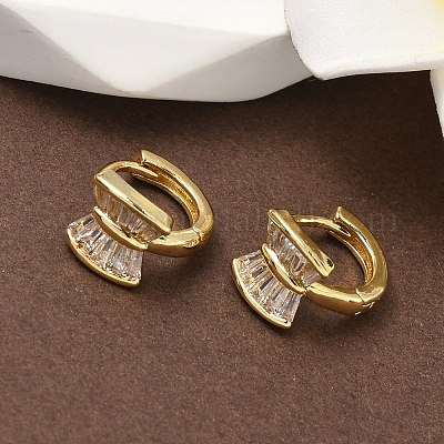 Латунные серьги-кольца из прозрачного кубического циркония EJEW-D323-02G-1