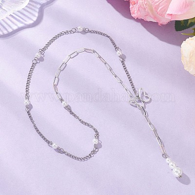 Ожерелья-лариаты из сплава бабочек NJEW-JN05693-1