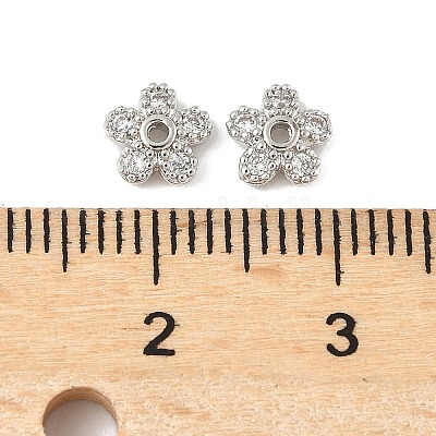 Колпачки для бусин из прозрачного кубического циркония из латуни KK-V015-06P-1