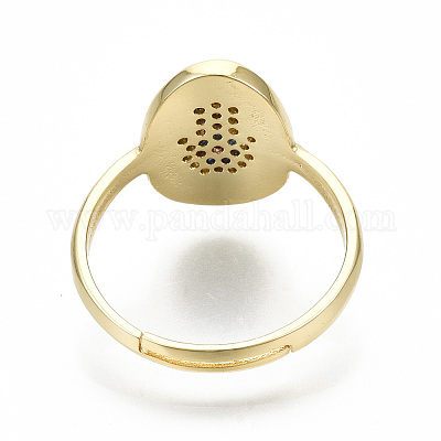 Регулируемые латунные кольца из микро-паве циркония RJEW-S045-050G-NR-1