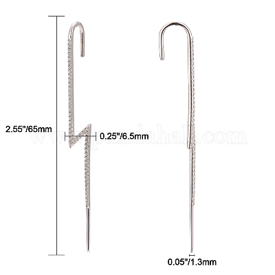 925 серьги-кольца с застежкой-крючком из стерлингового серебра с родиевым покрытием EJEW-AA00271-33A-P-1
