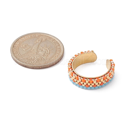 Открытые манжеты со стеклянными бусинами RJEW-MZ00010-1