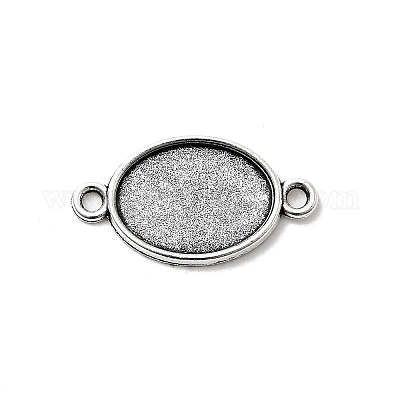 Старинное серебро тибетский стиль сплава параметров соединителя плоский овал кабошон X-TIBE-M022-06AS-1