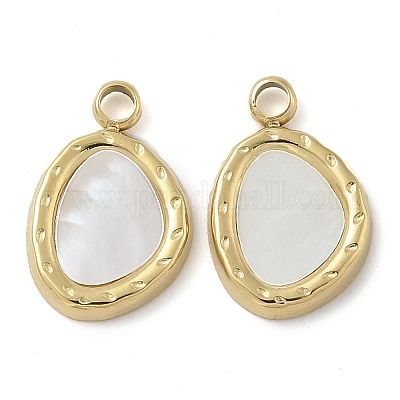 Ионное покрытие (ip) 304 нержавеющая сталь pave натуральные белые ракушки самородки шармы STAS-B075-29G-1