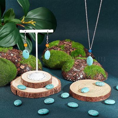 2 нити плоских овальных синтетических бирюзовых бусин TURQ-NB0001-10-1