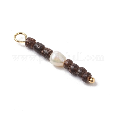 Натуральный кокос с подвесками из натурального культивированного пресноводного жемчуга PALLOY-JF03566-1