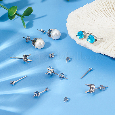 80 шт. 4 стиля сережек-гвоздиков из нержавеющей стали 304 STAS-UN0050-39-1