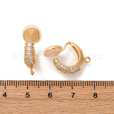 Серьги-клипсы из латуни с микропейвом и прозрачным фианитом KK-K382-35G-1
