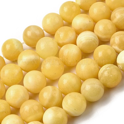 Нити бусин из натурального желтого нефрита G-A274-A01-10mm-01-1