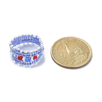 Стрейч-кольца из стеклянных бусин для женщин RJEW-MZ00005-1