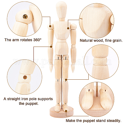 Wholesale OLYCRAFT 2pcs Artists Wooden Manikin Jointed Mannequin