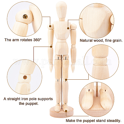 Wholesale OLYCRAFT 2pcs Artists Wooden Manikin Jointed Mannequin 13 & 5.6  Inches Moveable Wooden Manikin Figure with Flexible Joints for Drawing  Sketching Home Office Decoration 