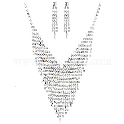 Шикарные комплекты из латунных кисточек со стразами и ожерельями для невесты для свадьбы GF2707-1