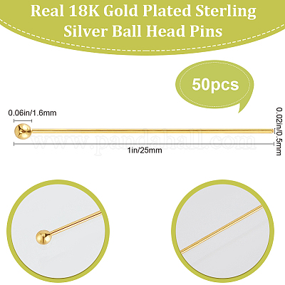 50 шт. 925 серебряные булавки с шаровой головкой STER-BBC0006-38-1