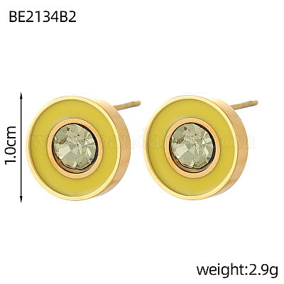 Серьги-гвоздики из нержавеющей стали 304 с эмалью STAS-OY003-57G-1