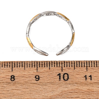 Двухцветные манжетные кольца из нержавеющей стали 304 RJEW-S635-01GP-01-1