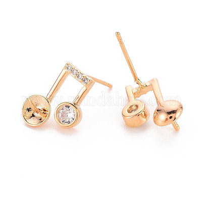 Серьги из латуни с микропейвом и прозрачным фианитом KK-T062-229G-NF-1