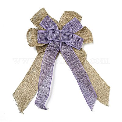 Рождественские льняные подвесные украшения с большим бантом AJEW-M041-03C-1