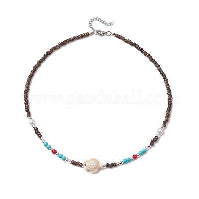 Летние пляжные бусины из синтетической бирюзы и натурального кокоса NJEW-JN05208-02-1