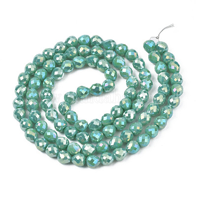 Гальванизировать непрозрачные сплошной цвет стеклянные бусы пряди EGLA-N002-26-A04-1