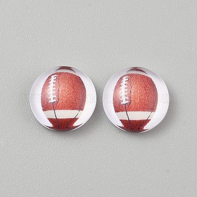 Стеклянные кабошоны на тему спортивного мяча GLAA-WH0042-51A-1