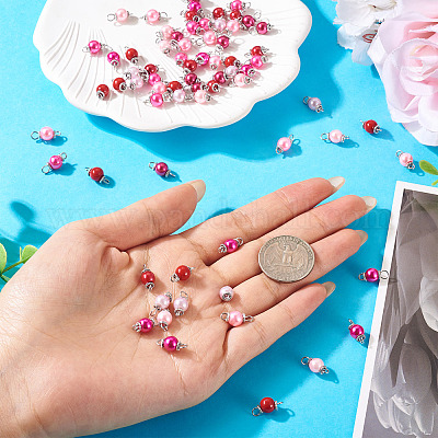 80 шт. 8-х цветные стеклянные перламутровые круглые подвески-соединители PALLOY-TA00263-1