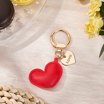 1шт брелок в форме сердца из искусственной кожи KEYC-CL0001-14D-1