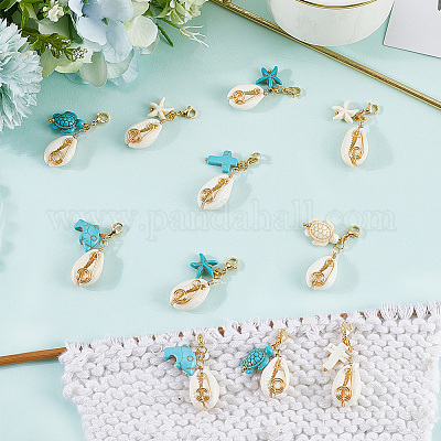 4 комплект из 2 стилей подвесных украшений из натуральных смешанных ракушек каури HJEW-SC0002-19-1