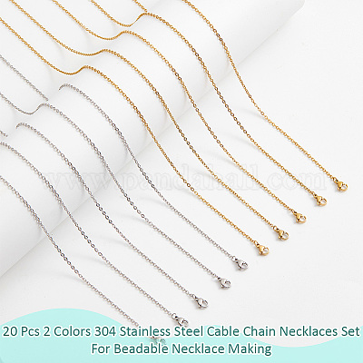 20 шт. набор из цепочек из нержавеющей стали 304 двух цветов MAK-NB0001-23-1