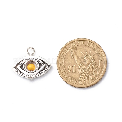 アンティークシルバー、合成ターコイズペンダント合金めっき 染め アイ