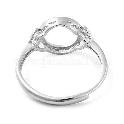 Flacher runder verstellbarer 925 Sterling Silber Ring Komponenten&nbsp;STER-G042-10P-1