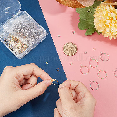 120 шт. 2-цветная фурнитура для сережек-колец из хирургической нержавеющей стали 316 STAS-UN0043-01-1