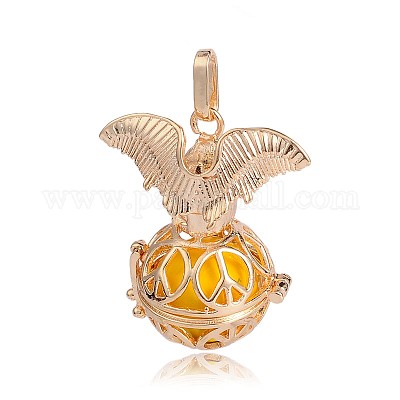 Позолоченные латунные полые круглые подвески KK-J252-07G-1