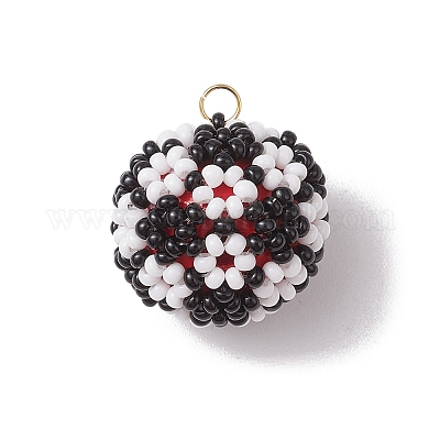 Подвески из стеклянного бисера в виде футбольного мяча PALLOY-MZ00549-1