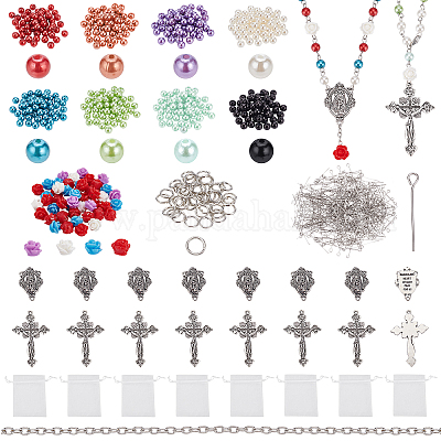 Wholesale PH PandaHall Rosary Necklace Cross Charms Rosary Making