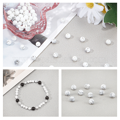 2 нити матовых синтетических круглых бусин из говлита G-PH0019-33-1