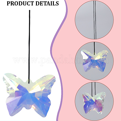 Бабочка стеклянные подвесные ловцы солнца HJEW-WH20019-10A-1