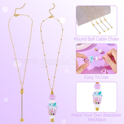 Изготовление ожерелья-цепочки из латуни с круглым шариком NJEW-TAC0019-1