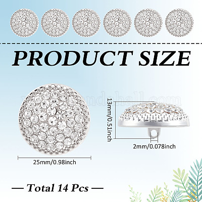 14 шт. пуговицы из сплава с двумя отверстиями и стеклянной ножкой BUTT-MA0001-16C-S-1