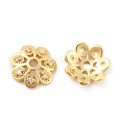 Колпачки для бусин из прозрачного кубического циркония из латуни KK-G425-05B-G-1