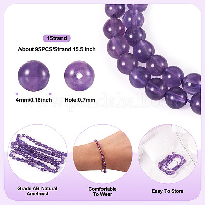 1 нить круглых бусин из натурального аметиста G-TA0002-47-1