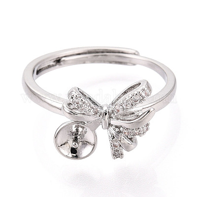 Закрепка колец для чашек с бантом из латуни с микропаве из кубического циркония KK-N274-25P-1